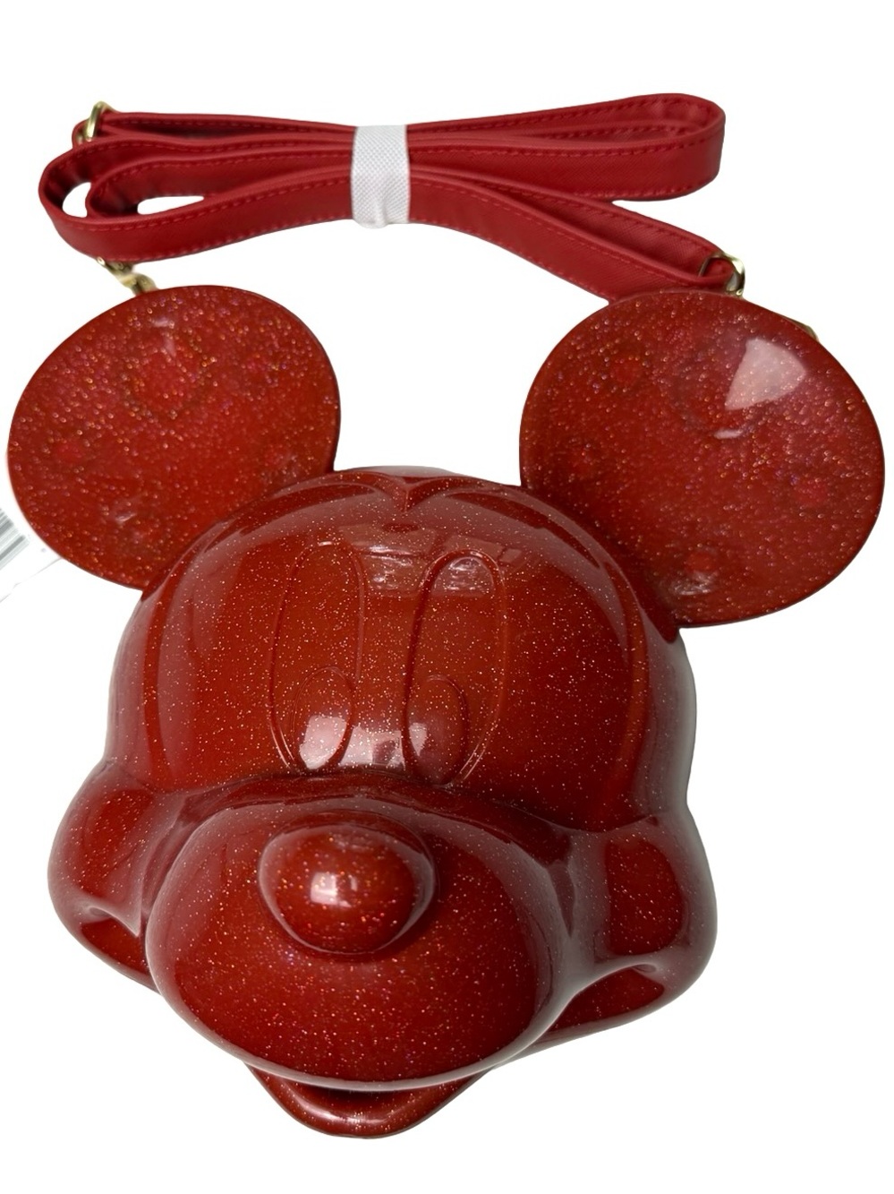 Disney Parks Loungefly Red Mickey Mouse 3D Glitter Crossbody Bag NWT Moulded Bag